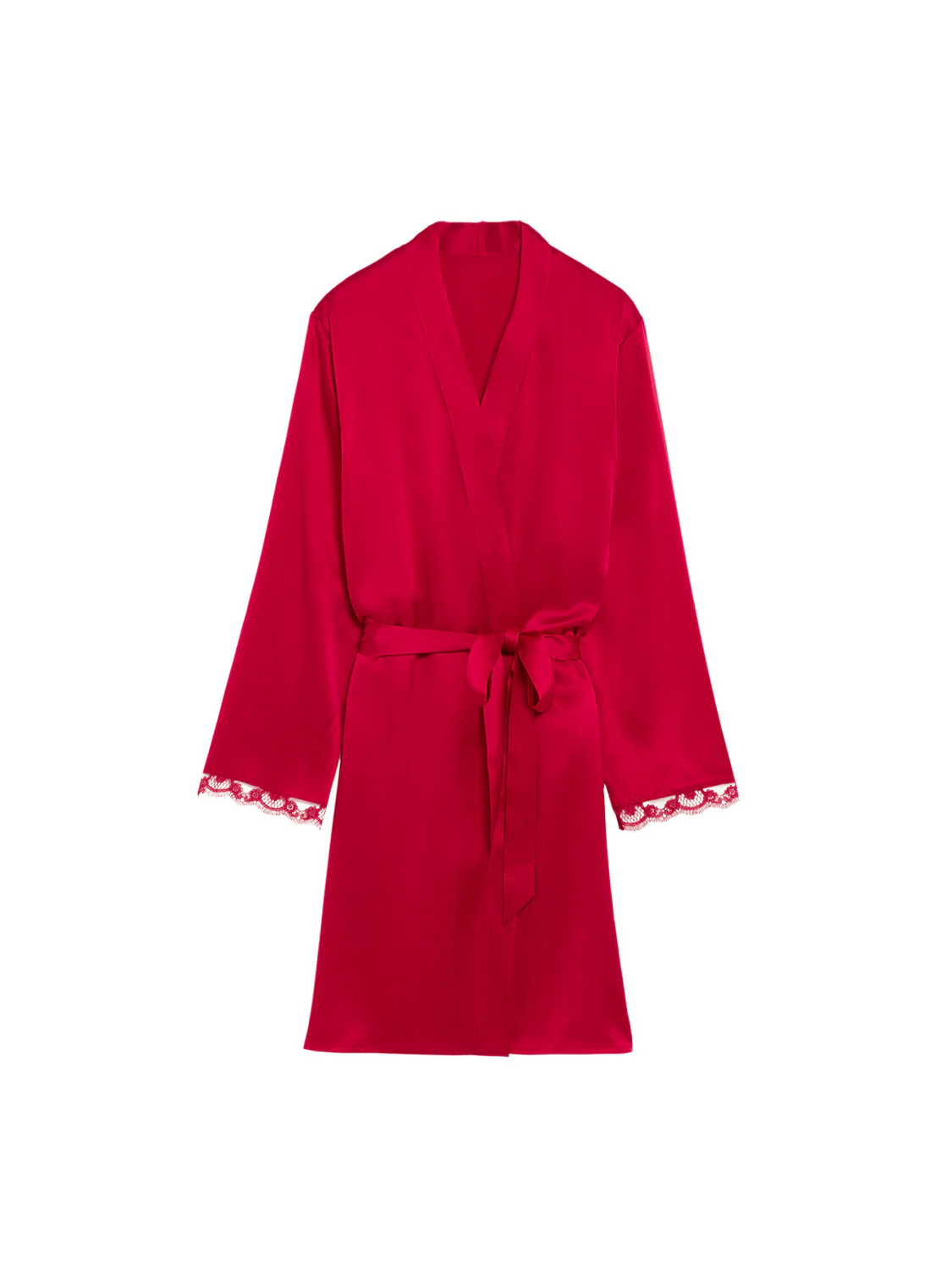 Love Me Silk Long Kimono - Opera Red - Image 11