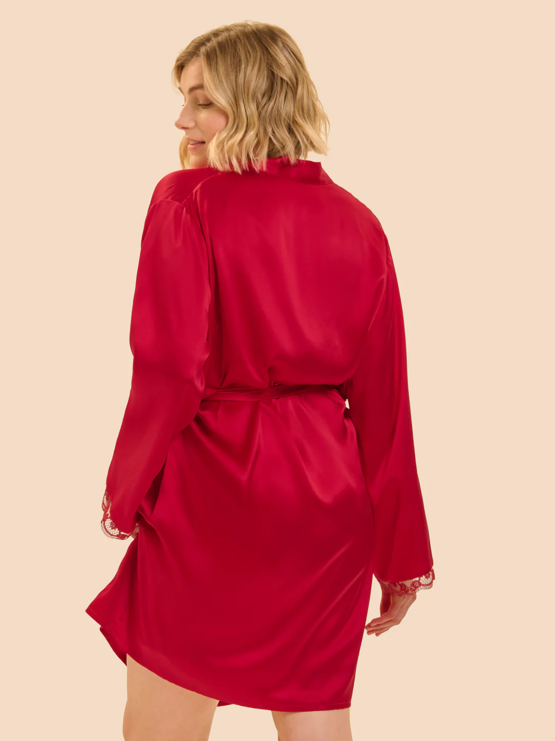 Love Me Silk Long Kimono - Opera Red - Image 7