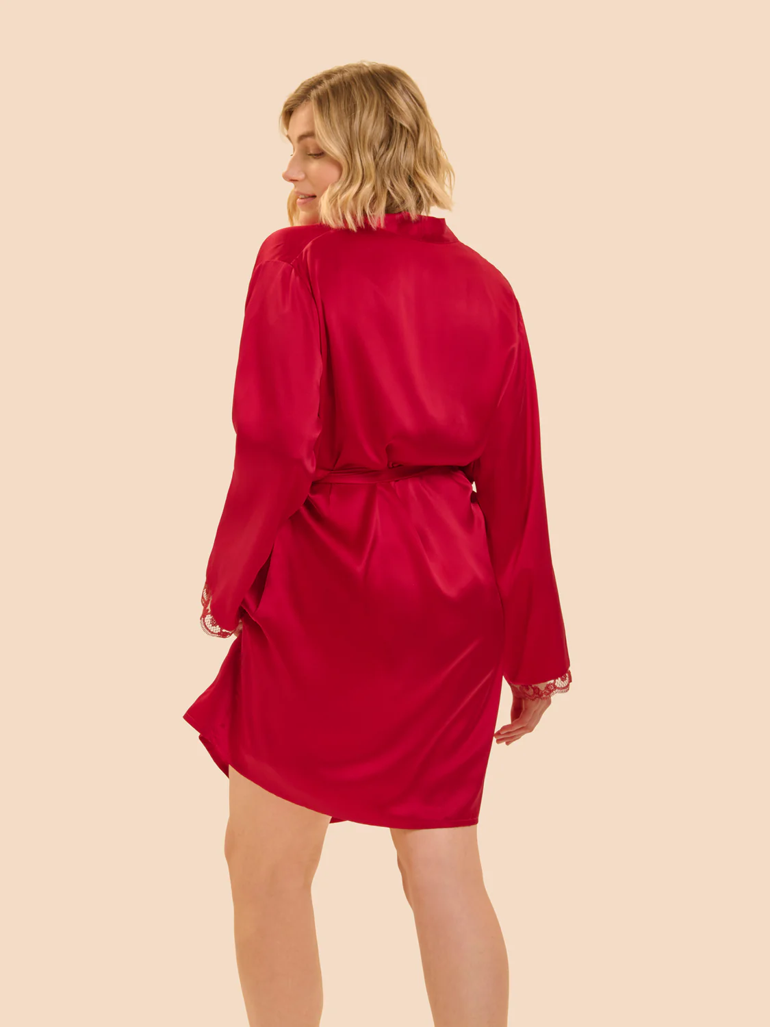 Love Me Silk Long Kimono - Opera Red - Image 9