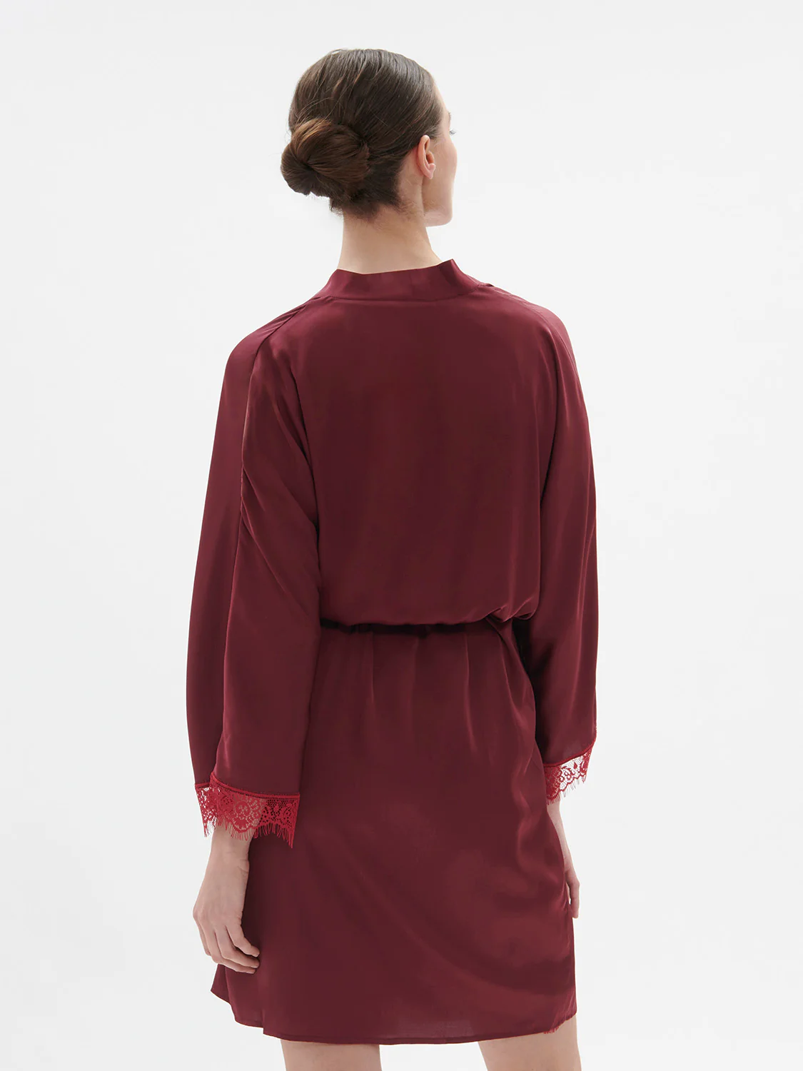 Satin Secrets Long Kimono - Spinel Red - Image 2