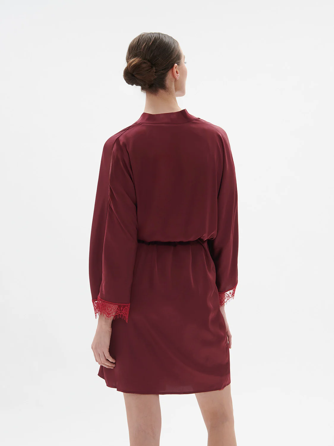 Satin Secrets Long Kimono - Spinel Red - Image 4
