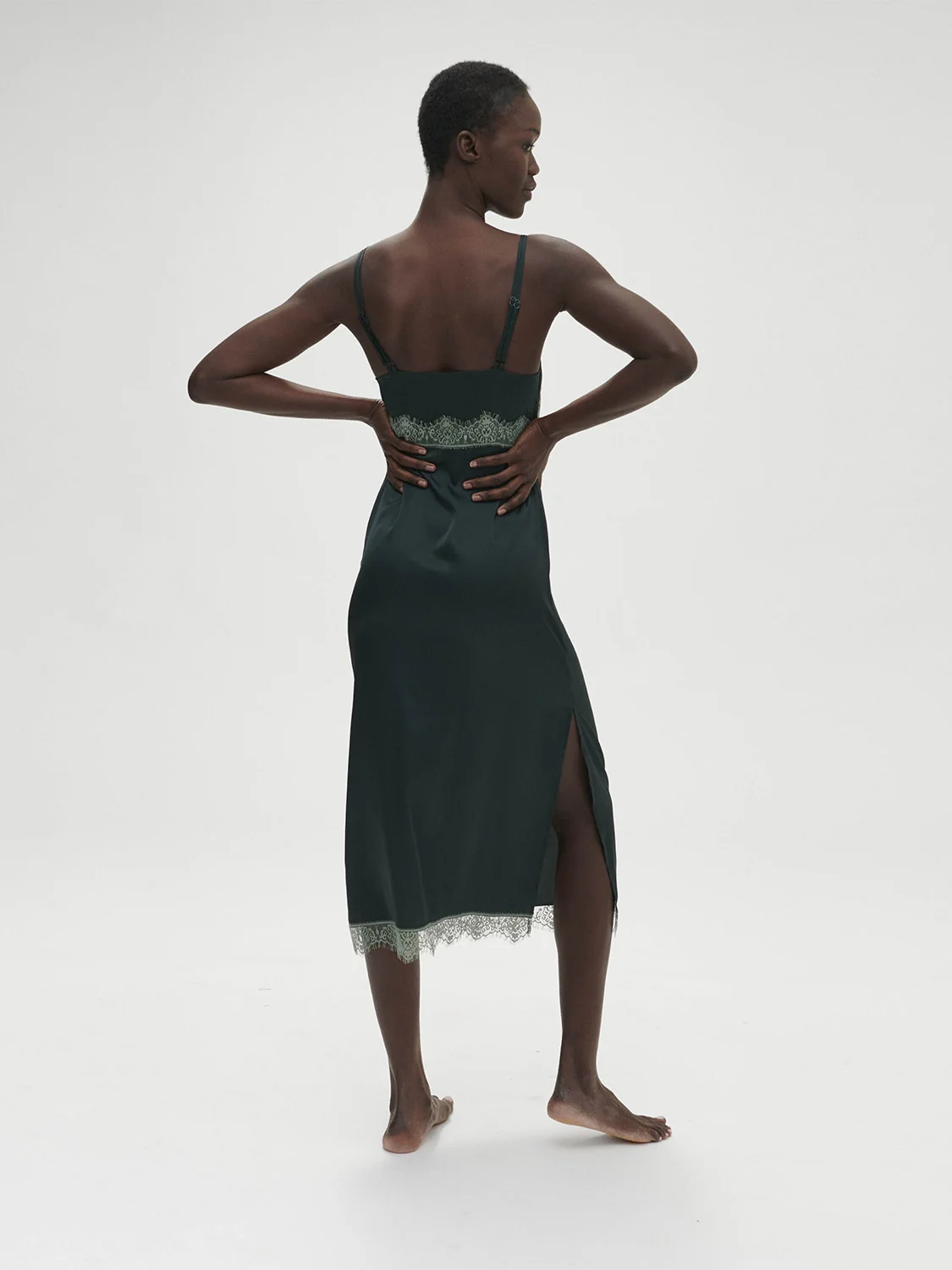 Satin Secrets Long Nightdress - Kolsaï Green - Image 4
