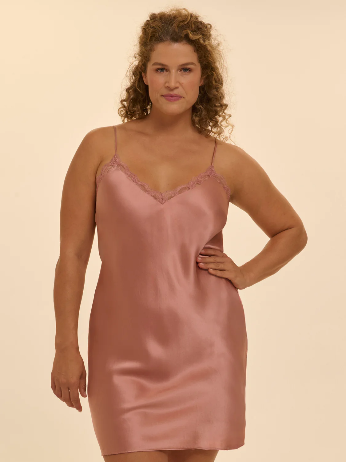 Love Me Silk Nightdress - Smokey Pink - Image 5