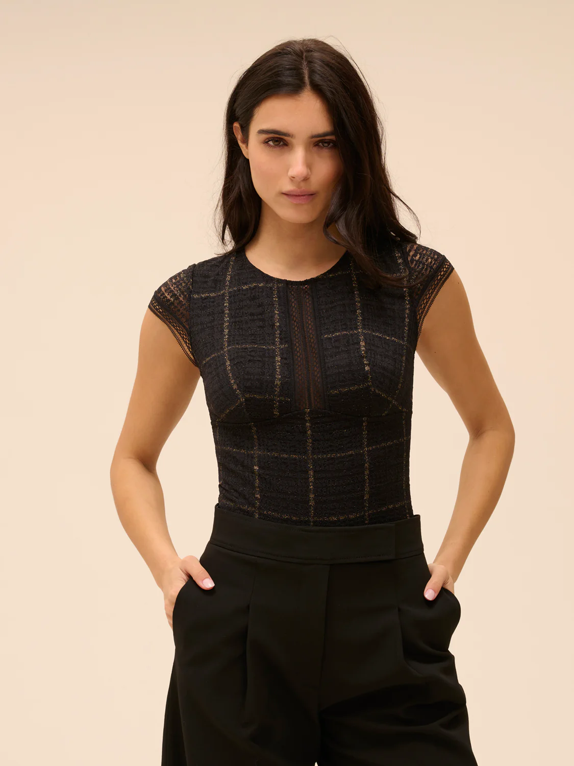 Desiree Cap Sleeve Bodysuit - Black - Image 5